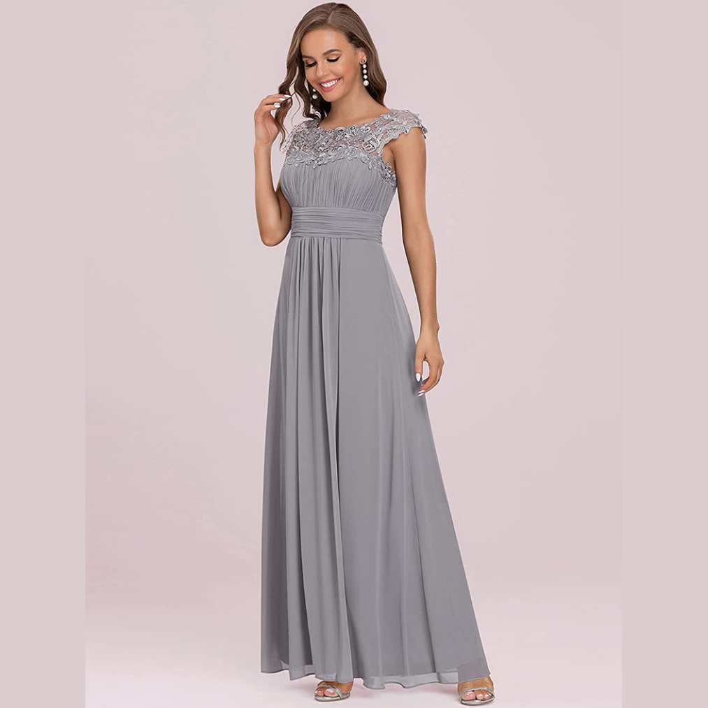 Elegant Floor Length Chiffon Empire Waist Evening Gown  Bridesmaid Long Dresses